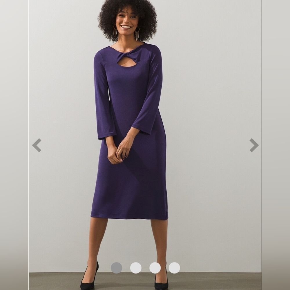 Chicos Travelers Twist-Front Midi Dress Size 0 in Midnight Violet NWT in pkg